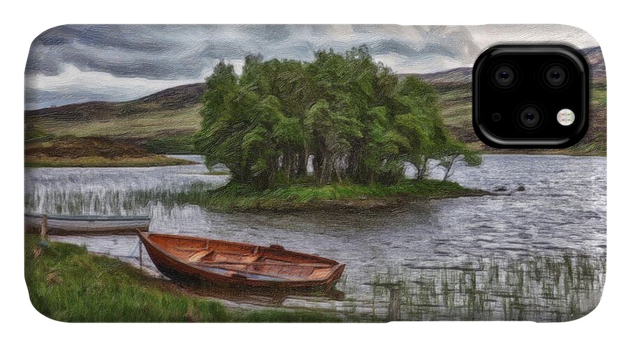Bank iPhone 11 Case featuring the painting Boat On Lake Bank 1929 by Dean Wittle