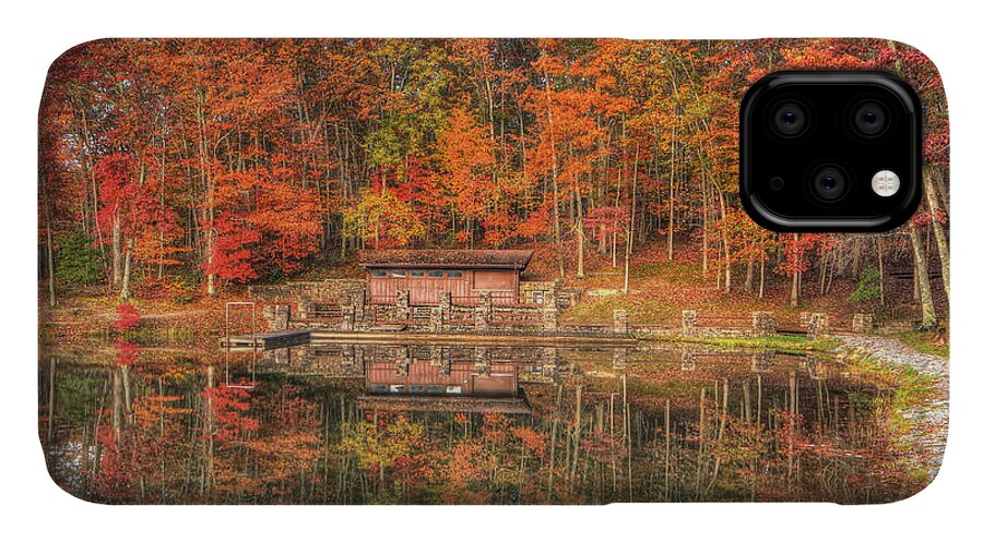 Boley Lake iPhone 11 Case featuring the photograph Boathouse at Boley Lake by Jaki Miller