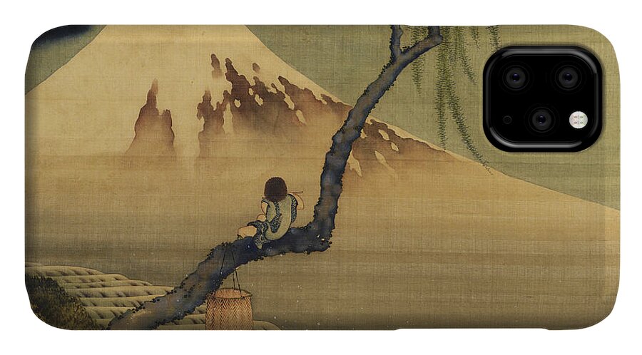 Katsushika Hokusai iPhone 11 Case featuring the painting Boy Viewing Mount Fuji by Katsushika Hokusai