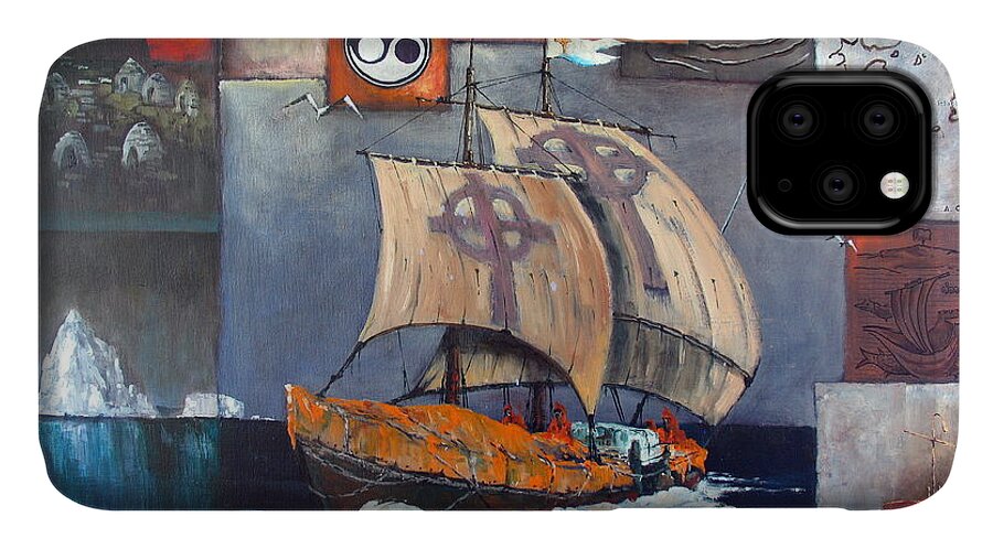 Val iPhone 11 Case featuring the painting Brendan Voyage by Val Byrne