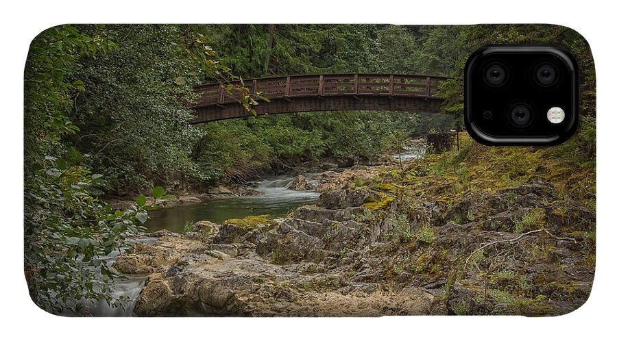 British Columbia iPhone 11 Case featuring the photograph Bridge in the Woods by Carrie Cole