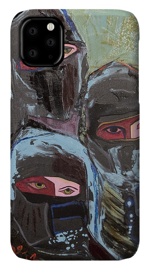 Sold At Short Term Gallery iPhone 11 Case featuring the painting Burka 3 by Hans Magden