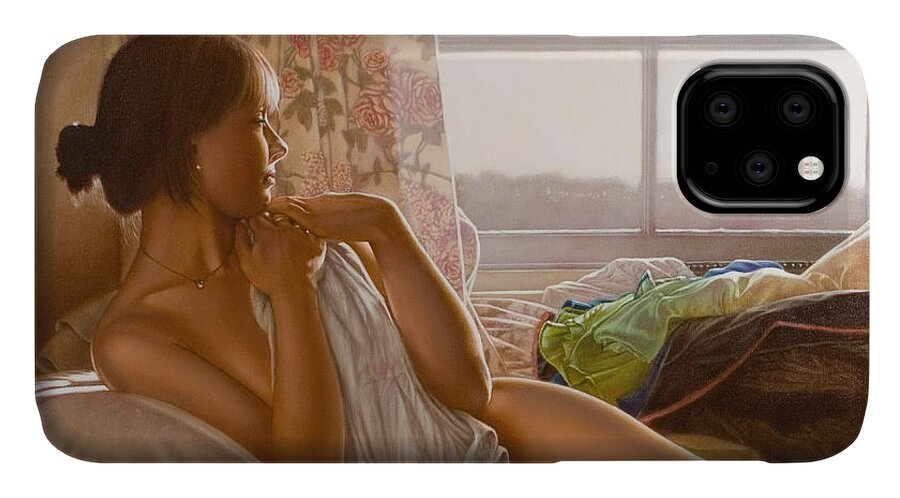 Paintings iPhone 11 Case featuring the painting By the window by John Silver