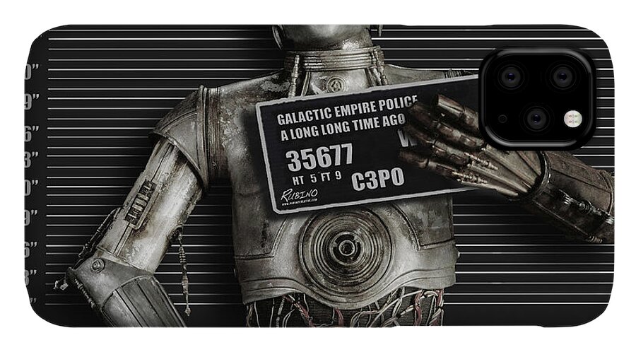 C-3po iPhone 11 Case featuring the photograph C-3PO Mug Shot by Tony Rubino