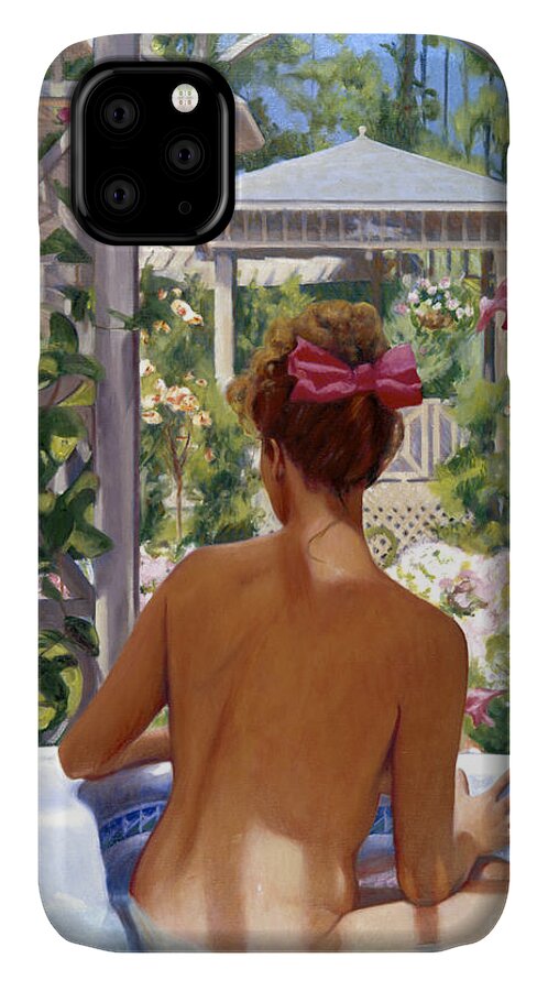 Impressionist iPhone 11 Case featuring the painting Candace Being Candlish on Canvas by Candace Lovely