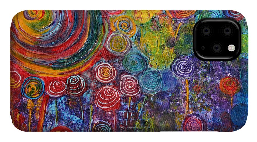 Candy iPhone 11 Case featuring the painting CandyLand by Claire Bull
