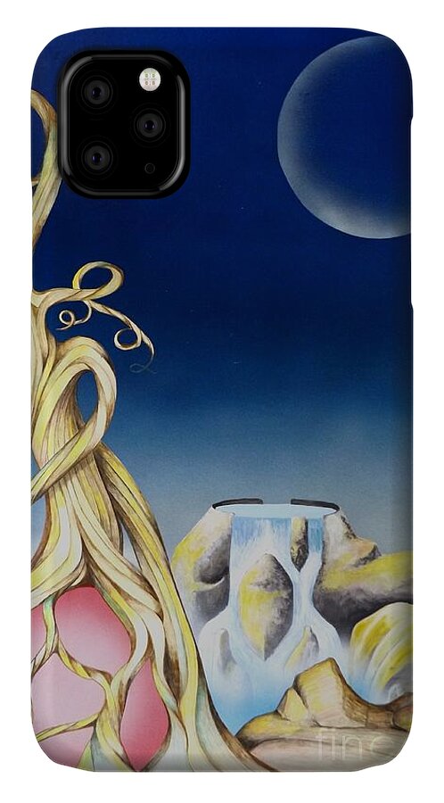 Acrylic Painting iPhone 11 Case featuring the mixed media Captured by David Neace