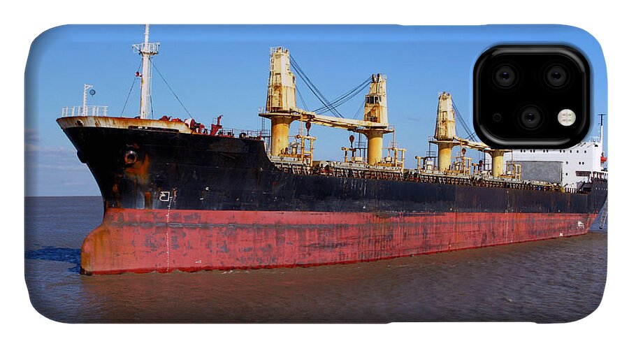 Ship iPhone 11 Case featuring the photograph Cargo Ship by Olivier Le Queinec