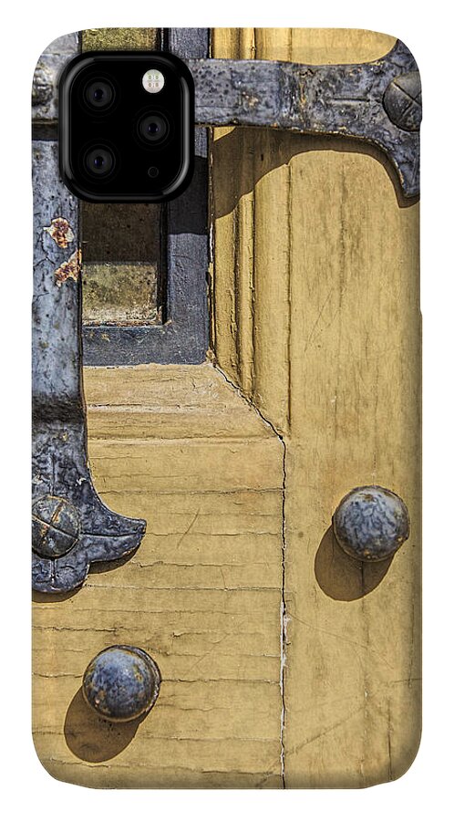 Aged iPhone 11 Case featuring the photograph Castle Door III by David Letts