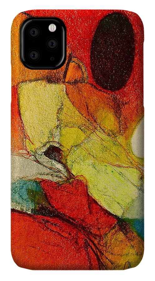 Abstract iPhone 11 Case featuring the drawing Caterpillar Vision by Cliff Spohn