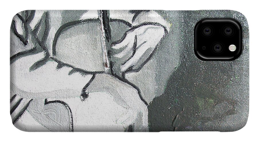 Black iPhone 11 Case featuring the painting Cellist by Suzanne Giuriati Cerny