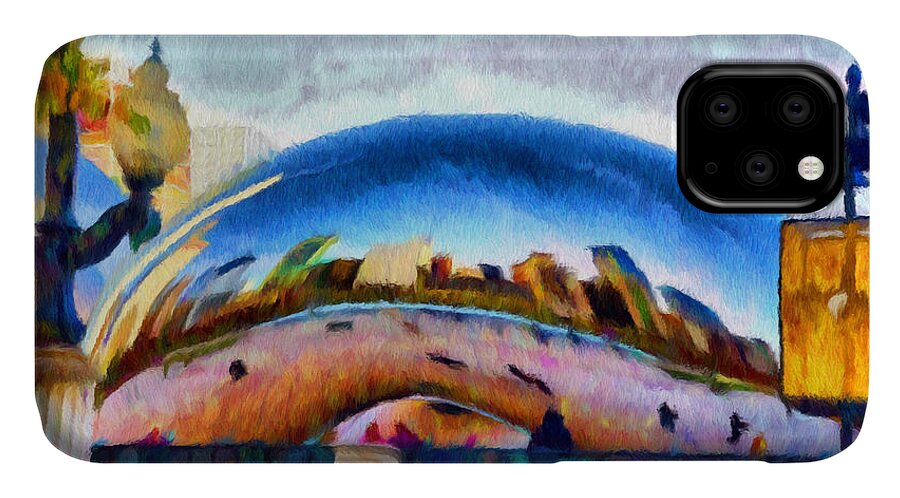 Bean iPhone 11 Case featuring the painting Chicago Reflected by Jeffrey Kolker