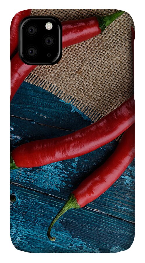 Chili iPhone 11 Case featuring the photograph Chili Peppers by Nailia Schwarz