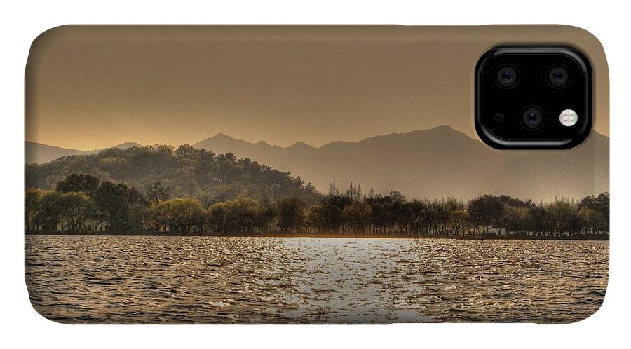 China iPhone 11 Case featuring the photograph China Lake Sunset by Bill Hamilton