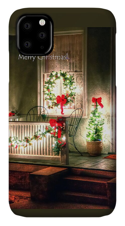Merry iPhone 11 Case featuring the photograph Christmas Porch by Jerry Sodorff