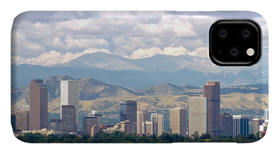 Photography iPhone 11 Case featuring the photograph Clouds Over Skyline And Mountains by Panoramic Images