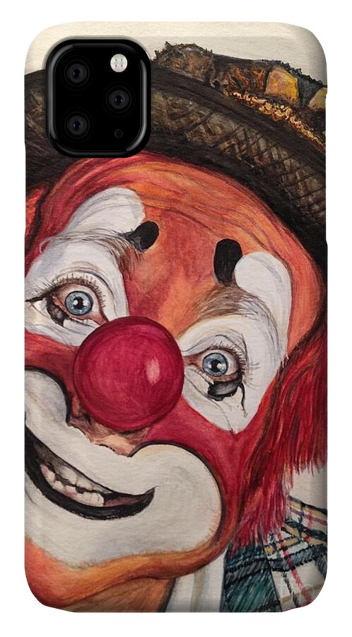 Art iPhone 11 Case featuring the painting Watercolor Clown #14 Jonathan Freddes by Patty Vicknair