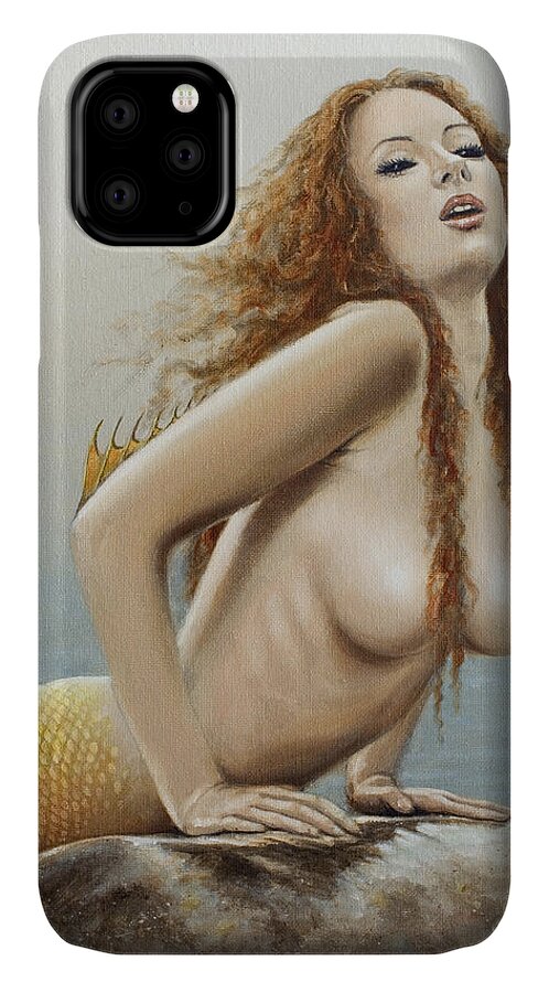 Seahorse iPhone 11 Case featuring the painting Come with me by John Silver