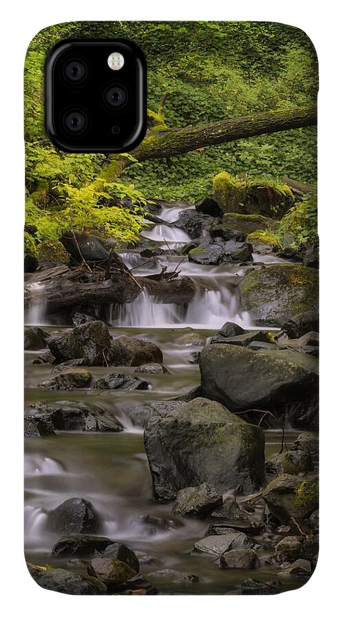 Clouds iPhone 11 Case featuring the photograph Contemplative Creek by Jon Ares