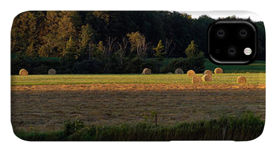 Panorama iPhone 11 Case featuring the photograph Country Bales by Doug Gibbons