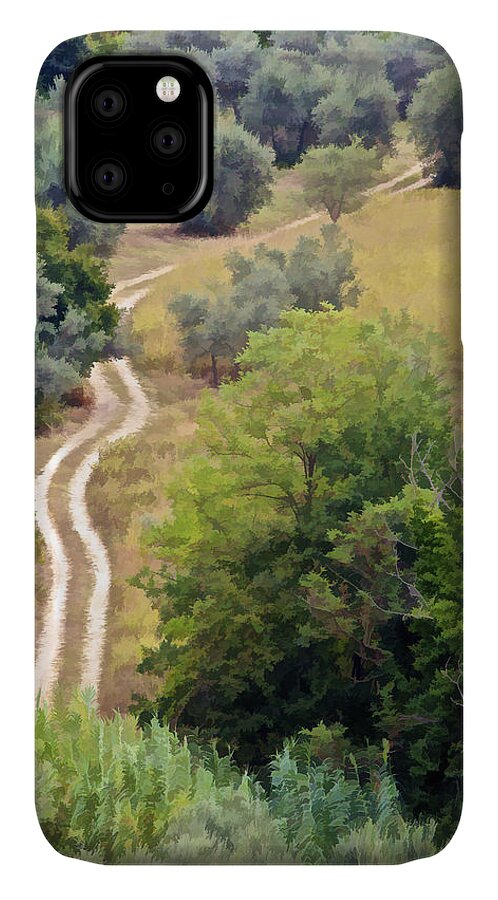 Artistic iPhone 11 Case featuring the photograph Country Road of Tuscany by David Letts