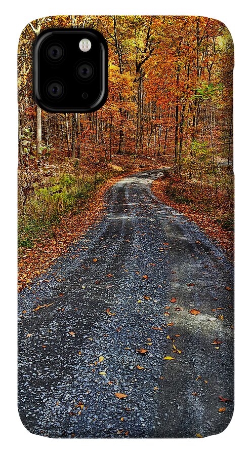 Autumn iPhone 11 Case featuring the photograph Country Super Highway by Lara Ellis