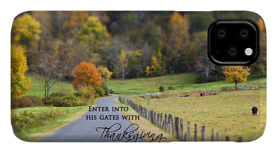 Animals iPhone 11 Case featuring the photograph Cow Pasture with Scripture by Jill Lang