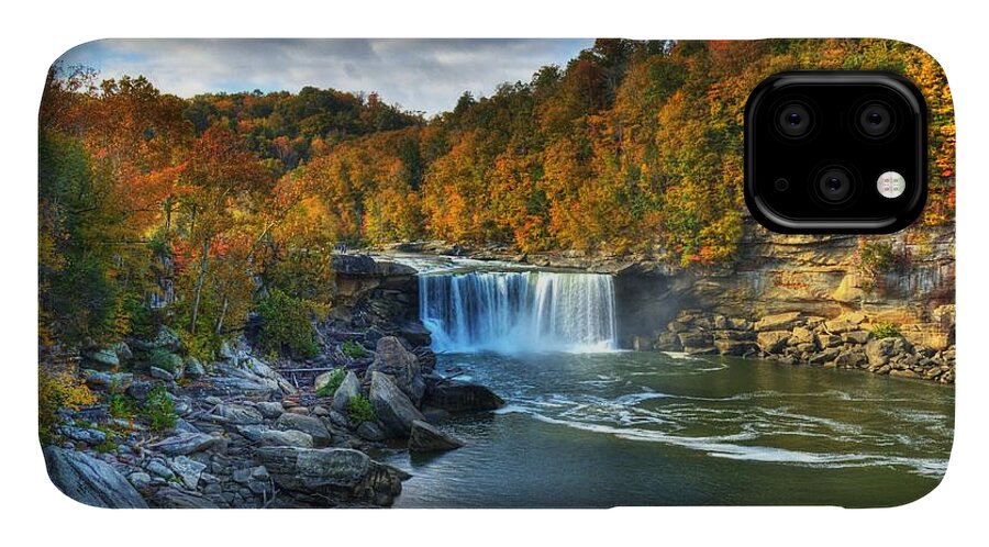 Landscapes iPhone 11 Case featuring the photograph Cumberland Falls In Autumn by Mel Steinhauer