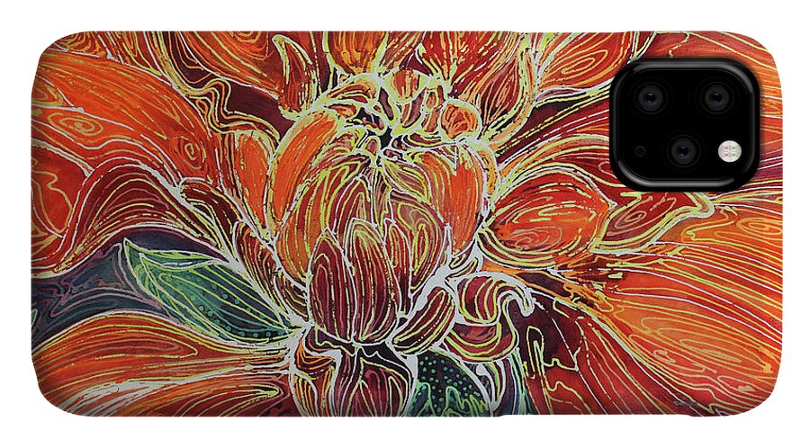 Dahlia iPhone 11 Case featuring the painting Dahlia Floral Abstract by Marcia Baldwin