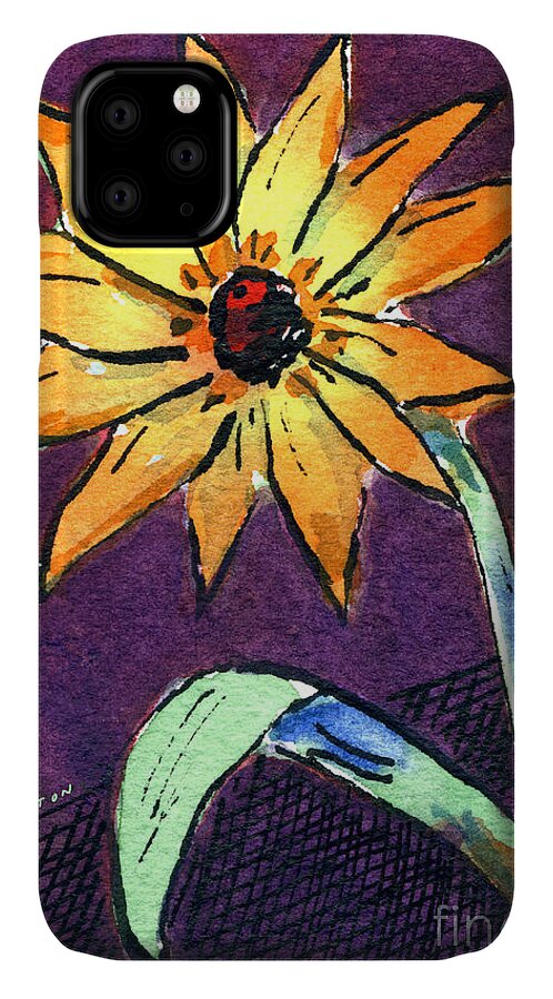 Daisy iPhone 11 Case featuring the painting Daisy on Dark Background by Diane Thornton
