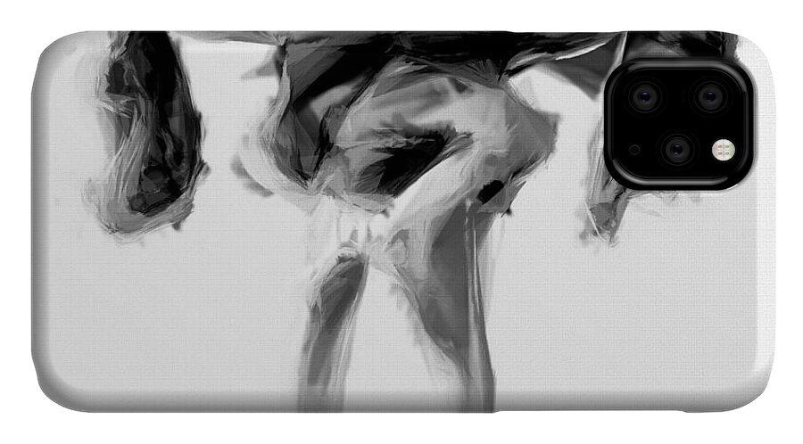 Black And White iPhone 11 Case featuring the digital art Dance Moves II by Rafael Salazar