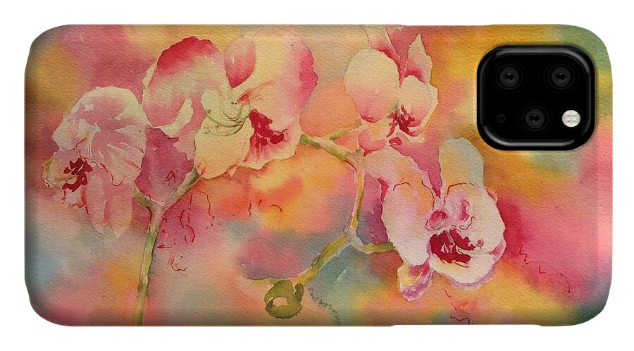 Orchid Prints iPhone 11 Case featuring the painting Dance of the Orchids by Tara Moorman