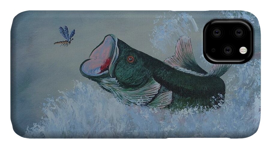 Fish iPhone 11 Case featuring the painting Did He or Didn't He ? by Bob Williams