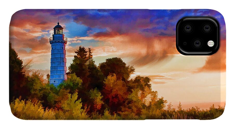 Cana Island iPhone 11 Case featuring the painting Door County Cana Island Wisp by Christopher Arndt