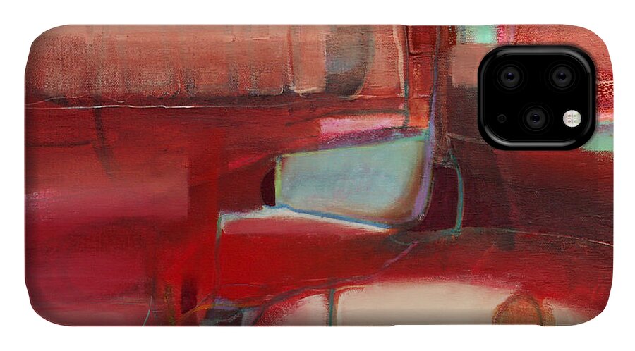 Abstract iPhone 11 Case featuring the painting Dory on the Quay by Michelle Abrams