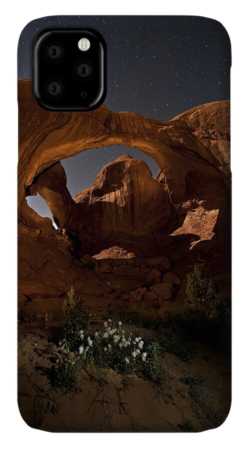 Arch iPhone 11 Case featuring the photograph Double Arch In The Moonlight by Melany Sarafis
