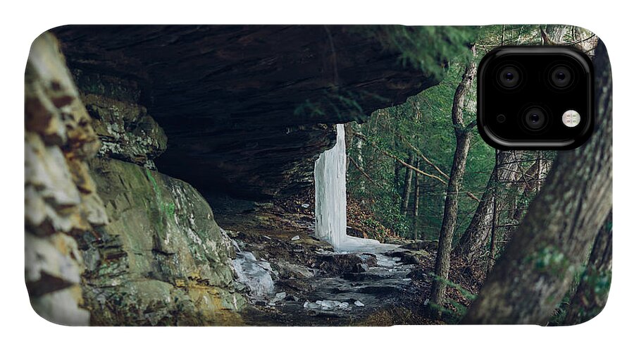 1st iPhone 11 Case featuring the photograph EagleFalls Trail in Winter by Amber Flowers