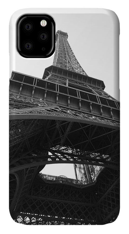 Eiffel Tower iPhone 11 Case featuring the photograph Eiffel Tower b/w by Jennifer Ancker