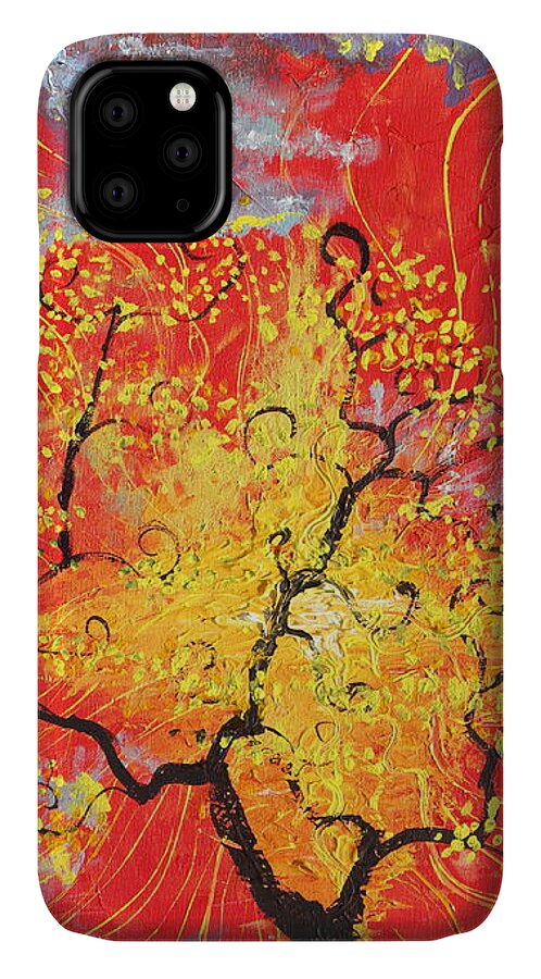 Landscape iPhone 11 Case featuring the painting Embracing The Light by Stefan Duncan