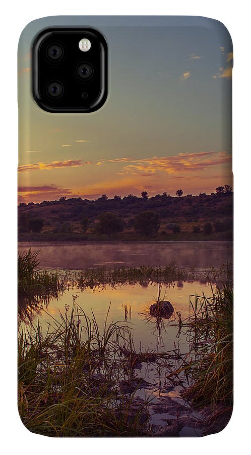 Landscape iPhone 11 Case featuring the photograph Evening on the quiet river by Dmytro Korol