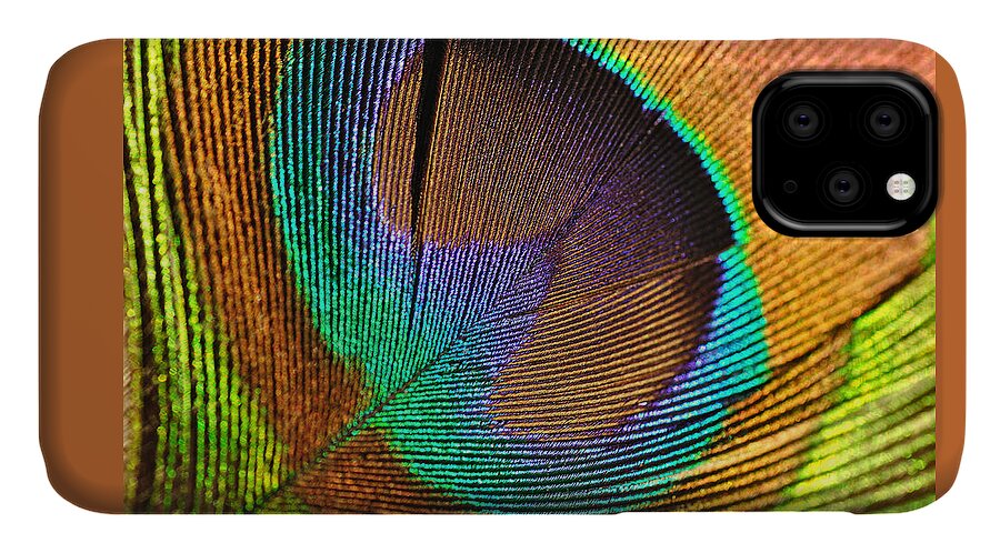 Eye Of The Peacock iPhone 11 Case featuring the photograph Eye of the Peacock by Kaye Menner