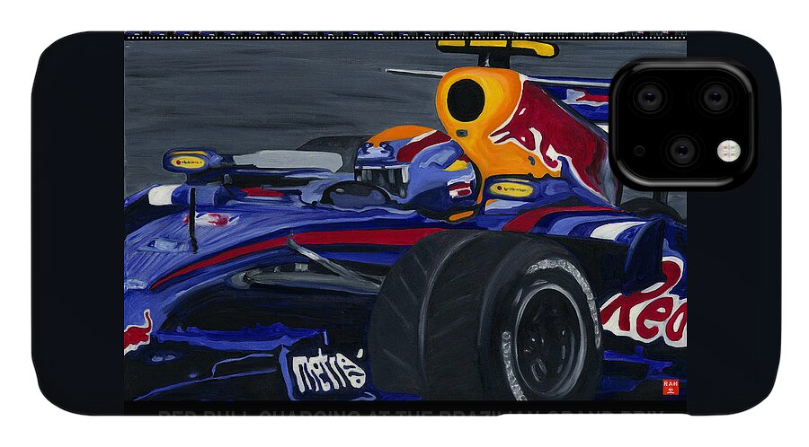 Red Bull iPhone 11 Case featuring the painting F1 RBR At The Brazilian Grand Prix by Ran Andrews
