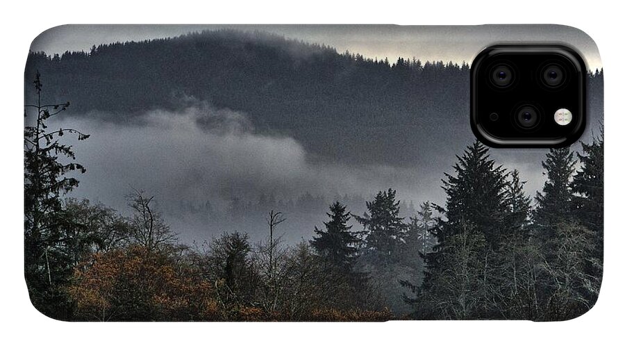 Sandlake iPhone 11 Case featuring the photograph Fall Low Clouds and Fog by Chriss Pagani