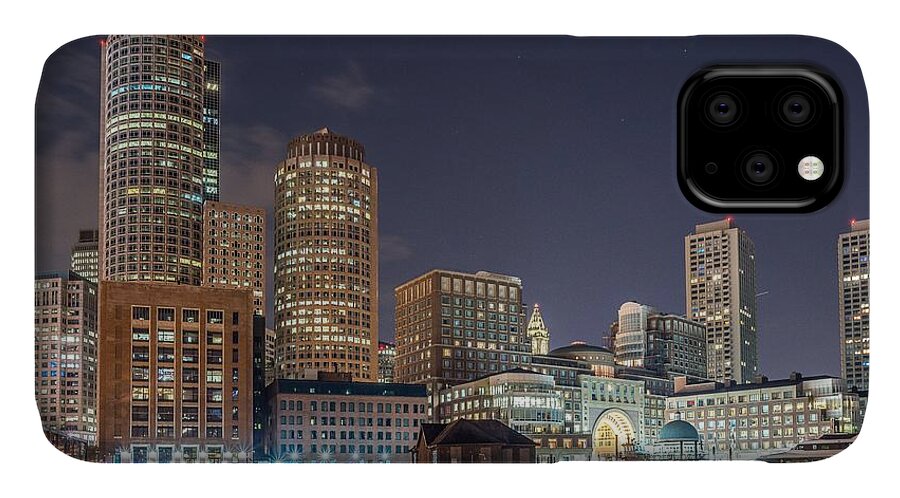 Fan Pier iPhone 11 Case featuring the photograph Fan Pier Boston MA on a hot July night by Bryan Xavier