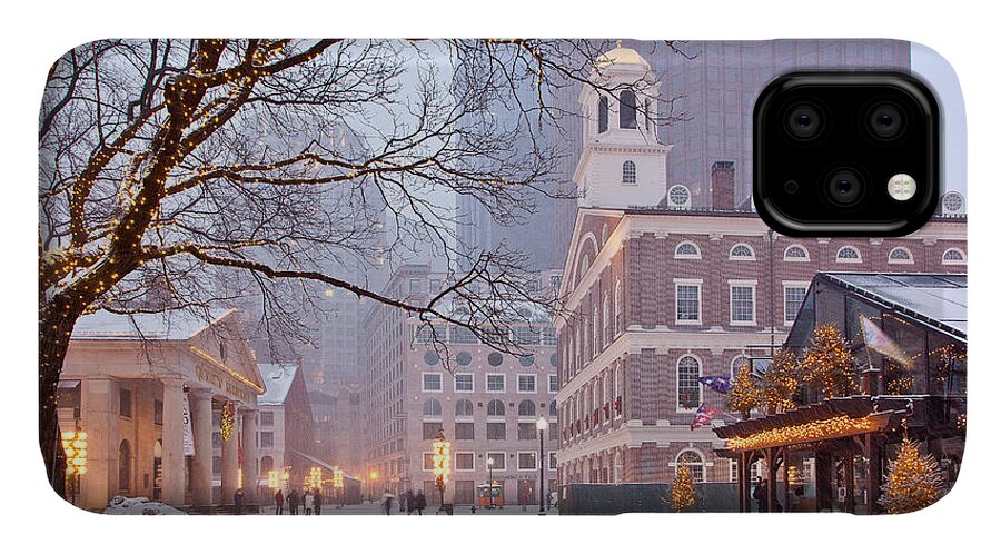 Architecture iPhone 11 Case featuring the photograph Faneuil Hall in Snow by Susan Cole Kelly