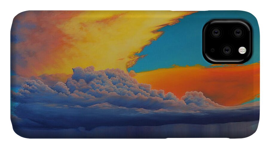Cloud iPhone 11 Case featuring the painting Fire In The Sky by Cheryl Fecht