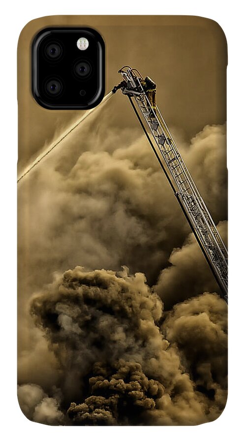 Courage iPhone 11 Case featuring the photograph Firefighter-Heat of the Battle by David Millenheft