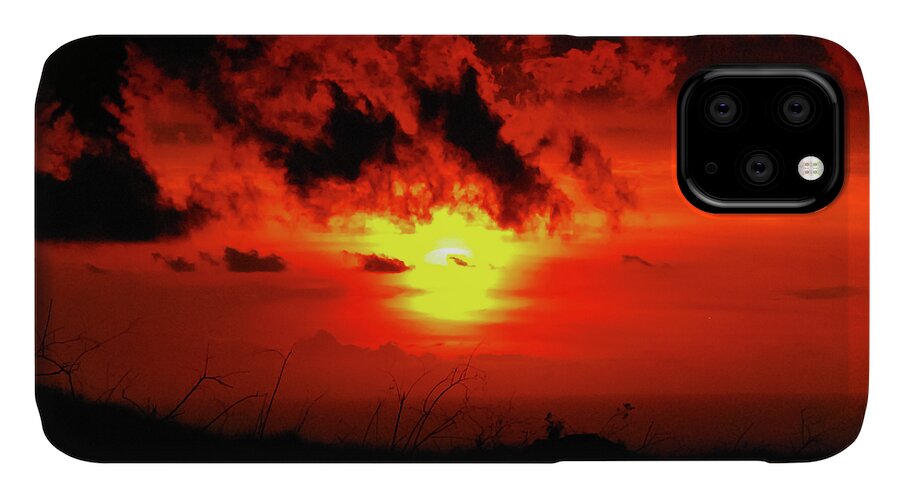 Warmth iPhone 11 Case featuring the photograph Flaming Sunset by Christi Kraft