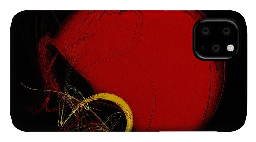 Colors iPhone 11 Case featuring the digital art Football Helmet Red Fractal Art 2 by Andee Design