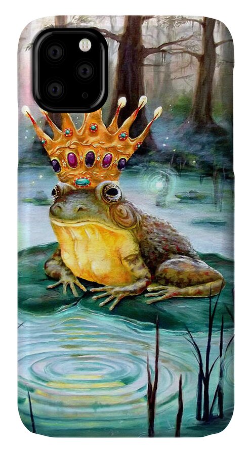 Frog Prince iPhone 11 Case featuring the painting Frog Prince by Heather Calderon